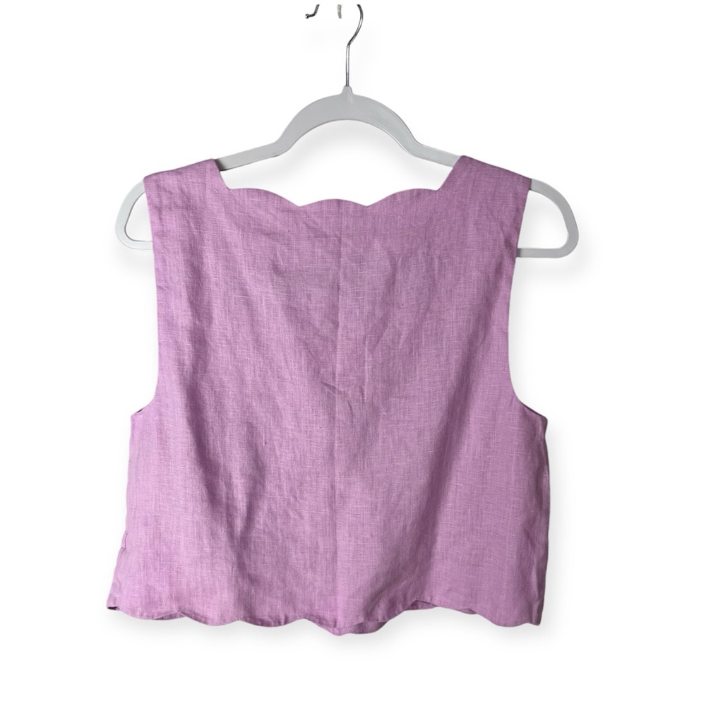 NWT Abercrombie and Fitch Premium Linen scallop-hem shirt top blouse - Picture 5 of 12